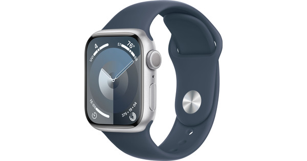 Apple Watch Series 9 41 mm Argent Aluminium Bracelet Sport Bleu M/L