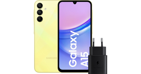 Samsung Galaxy A15 128GB Yellow 5G + Samsung Charger 25W Black