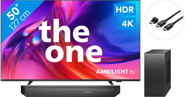 Philips The One 50PUS8508 - Ambilight (2023) + Soundbar + HDMI kabel