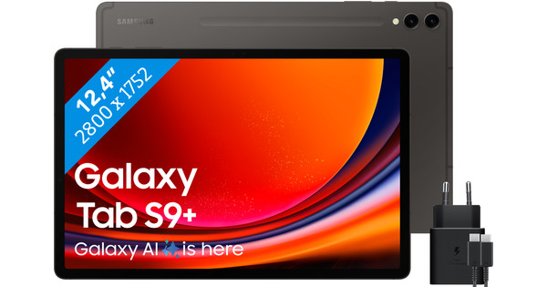 Samsung Galaxy Tab S9 Plus 12.4 inch 256 GB Wifi en 5G Zwart + Samsung Oplader