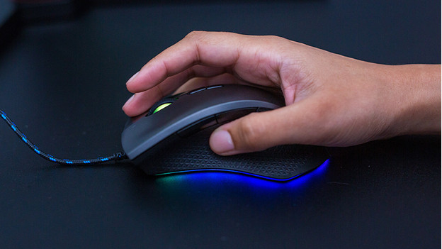 Hand on gaming mouse