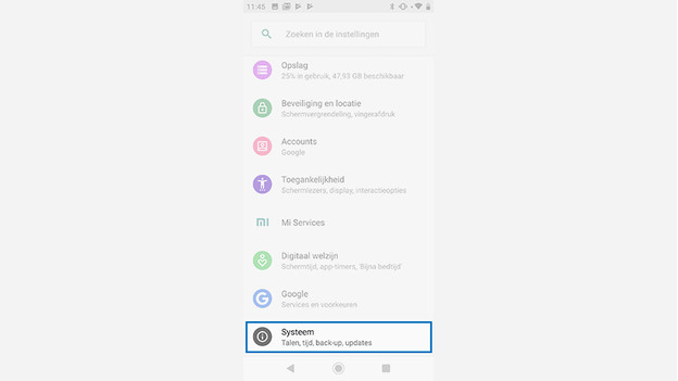 Android One instellingen systeem