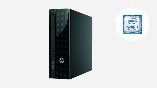 Ordinateur de bureau HP avec icône Intel Core i3.