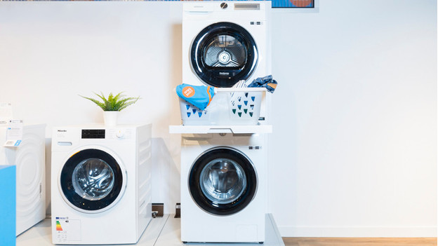 Stack washing machine and dryer