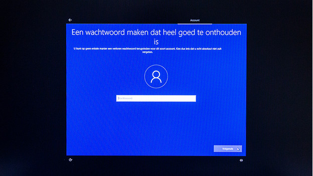 Wachtwoord kiezen Windows 10 setup. 