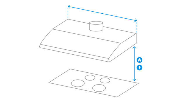 Drawing sizes range hood