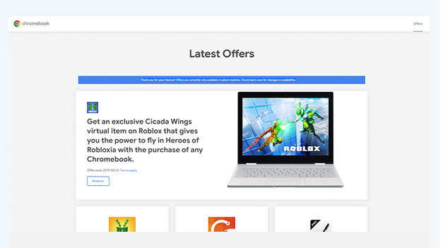 Web page with Chromebook Offers