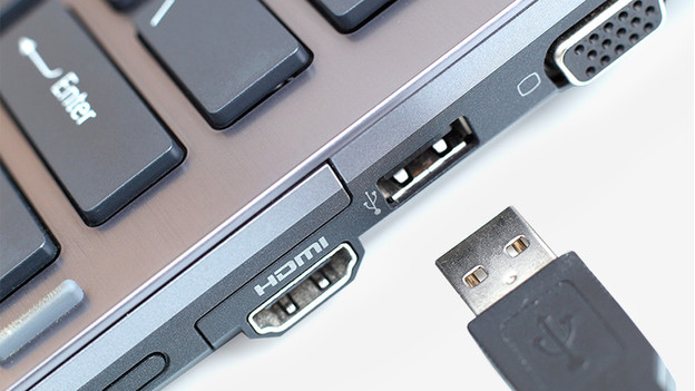 Usb poort op laptop. 