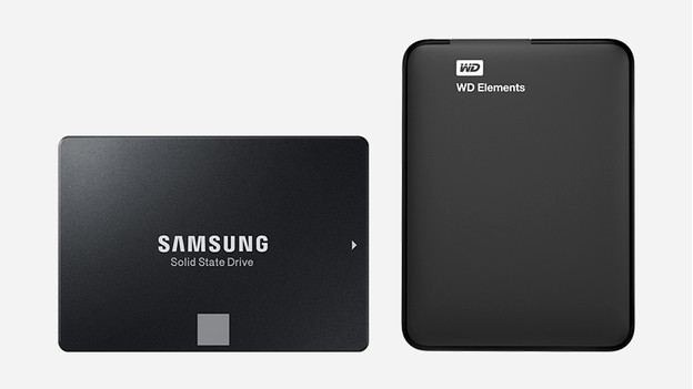 Een Samsung SSD en WD harde schijf. 