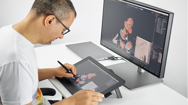 Designing on a large drawing tablet