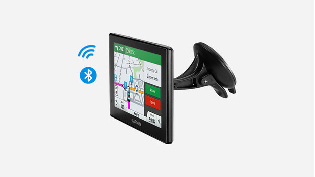 Garmin DriveSmart car navigation system with window holder