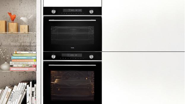 Oven in kitchen cabinet