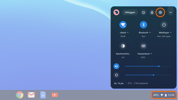 Instellingen openen Chromebook. 
