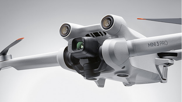 The gimbal of the DJI Mini 3. The sensor has a large dynamic range.