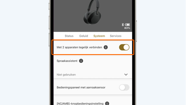 Appli Sony Headphones en cours d'utilisation