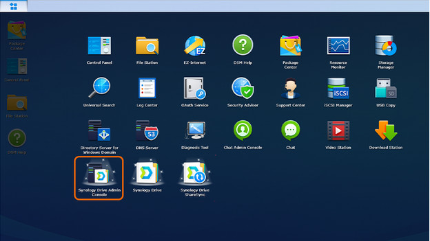 Synology Drive Admin Console in app overzicht Synology