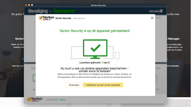 Norton installatie geslaagd
