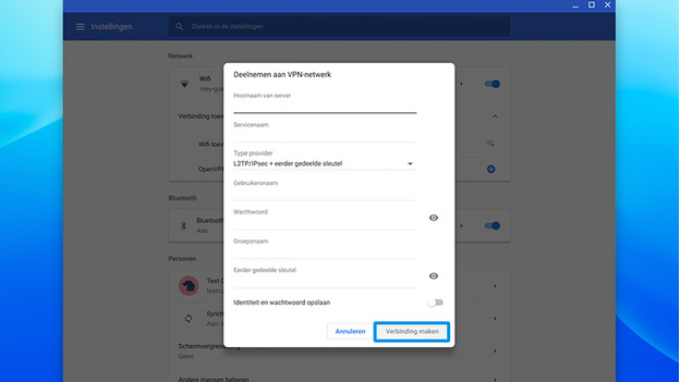 Établir une connexion au VPN sur Chrome OS.