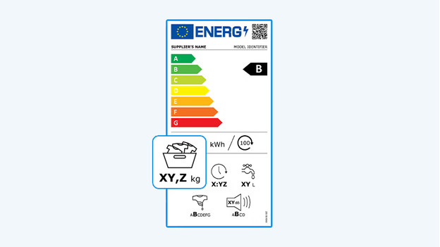 Load capacity on washing machine energy label