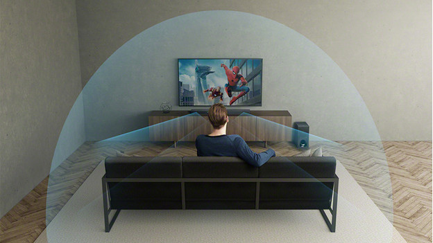 Virtual Dolby Atmos with front-facing speakers in soundbar