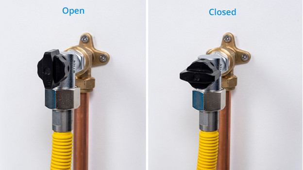 Robinet à gaz ouvert vs. fermé