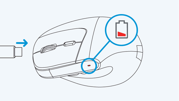 De muis opladen via usb C kabel