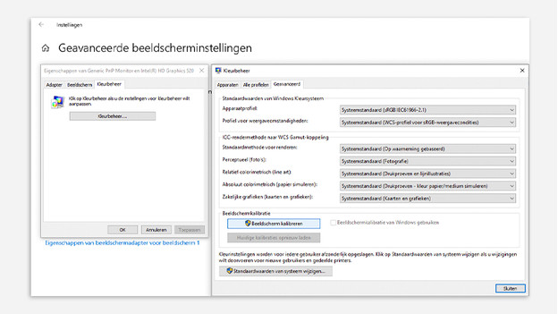 Monitor kalibreren in Windows 10 instellingen 