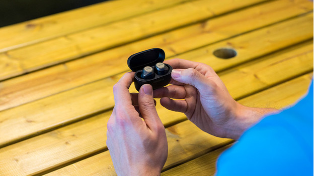 Earbuds in charging case