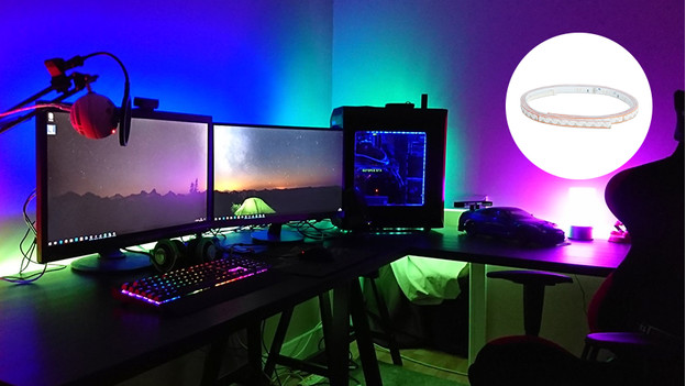 bureau avec ruban LED