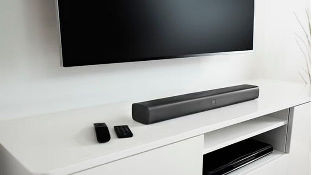 Soundbar met televisie verbonden