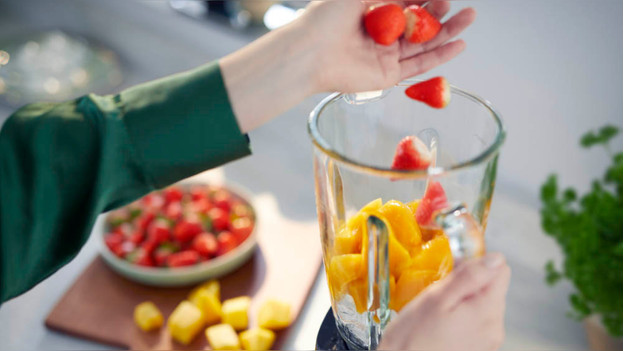 Blender with fruit