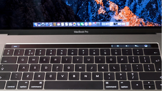 Instellingen op Touch Bar MacBook. 