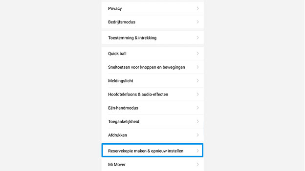 Xiaomi reset reservekopie opnieuw instellen