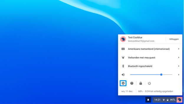 Sélectionner les paramètres via la roue crantée sur Chrome OS.