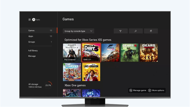 Sélectionner vos jeux dans le menu Xbox