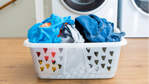 Laundry basket with laundry