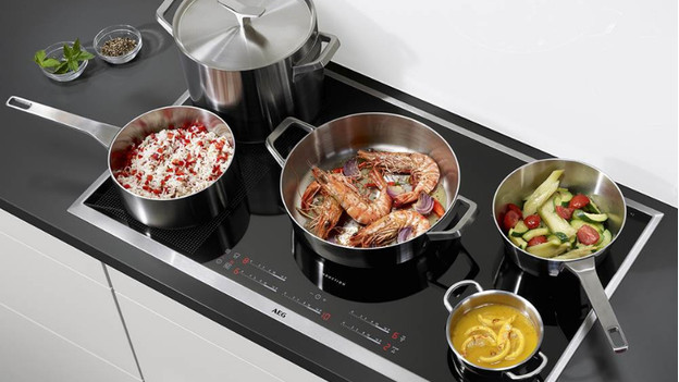 Pans with food on the cooktop