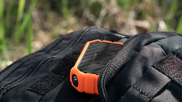 Power bank in hiking backpack