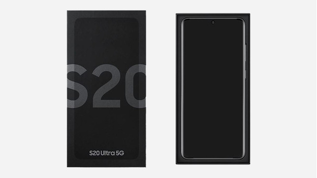 Nom du smartphone Samsung sur l'emballage
