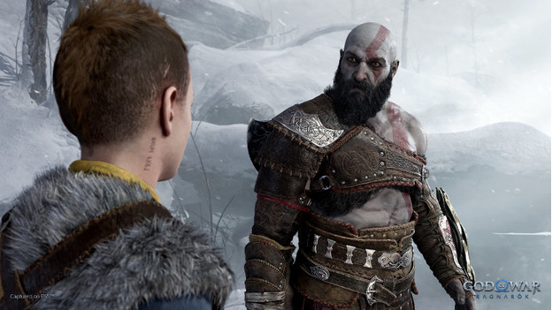 Kratos en Atreus moeten samen het einde der tijden uit de Noorse mythologie, Ragnarök, tegenhouden