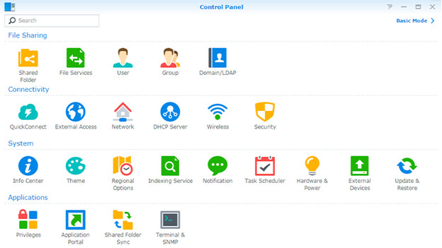 Synology Control panel voor DSM versie