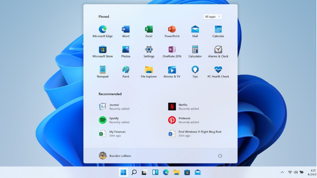 Windows 11 startscherm.