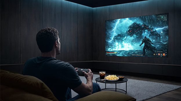 Person gaming on a Samsung television
