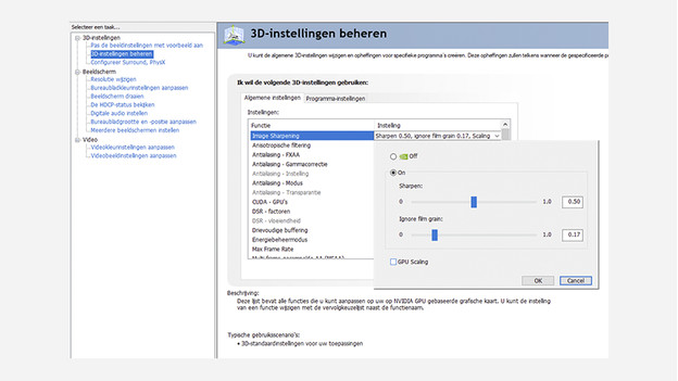 sharpening en scaling instellen