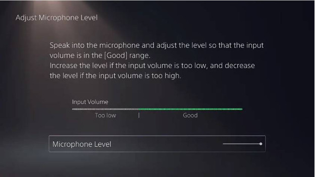 PS5 microphone level