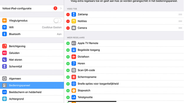 Ajuster le centre de contrôle Apple iPad