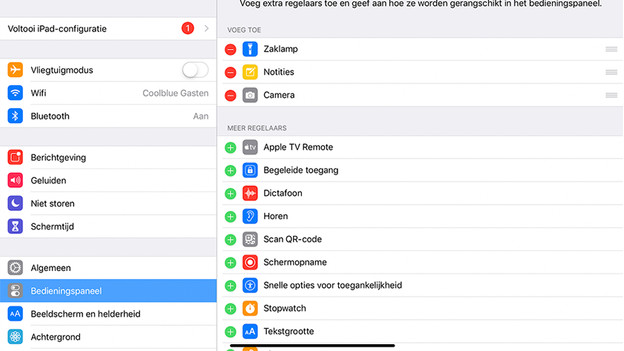 Apple iPad bedieningspaneel aanpassen