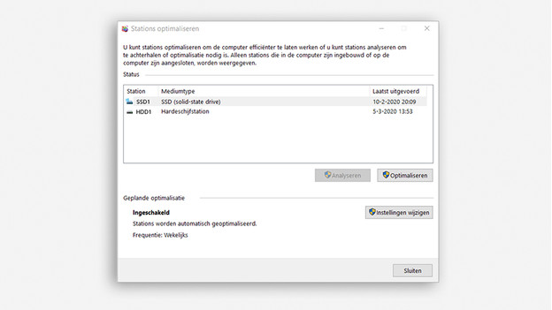 SSD controleren via stations defragmenteren en optimaliseren