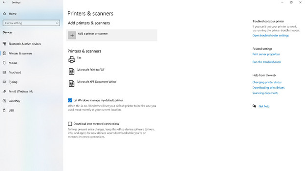 Installer l'imprimante à partir de Windows 10