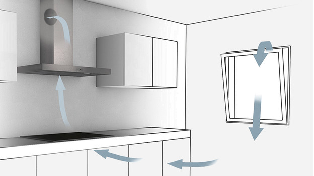 Example of the air flow range hood